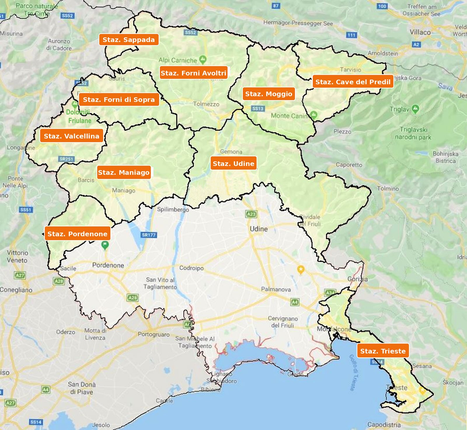 Stazioni CNSAS del Friuli Venezia Giulia